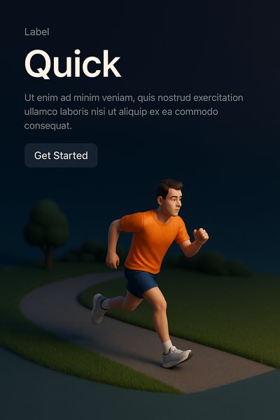 High Perspective 3D Scene of a Runner in a Dark Background