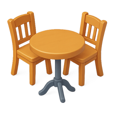 Stylized Wooden Table and Chairs Set