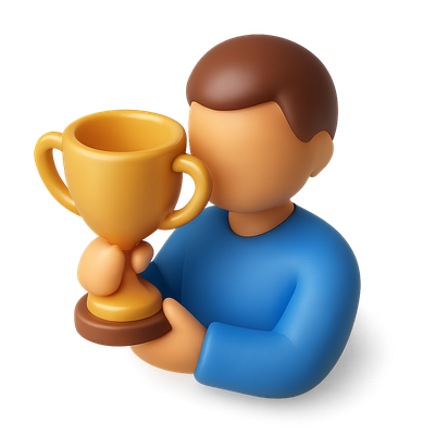 3D Trophy Holder Icon in Isometric View