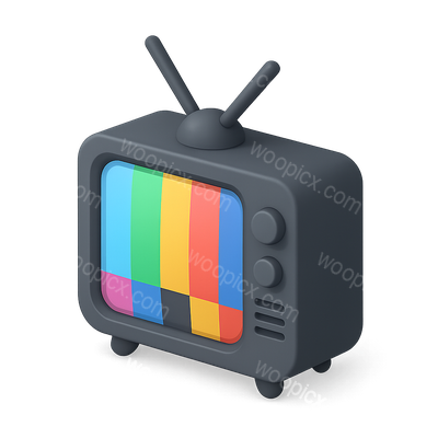 Stylized 3D Television Icon with Colorful Screen