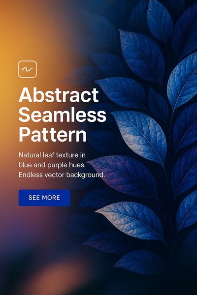 Abstract Seamless Leaf Pattern in Blue and Purple Hues