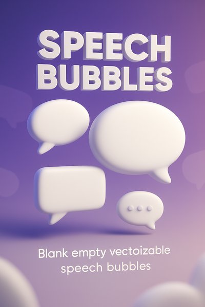 3D Speech Bubbles Illustration with Clean Design