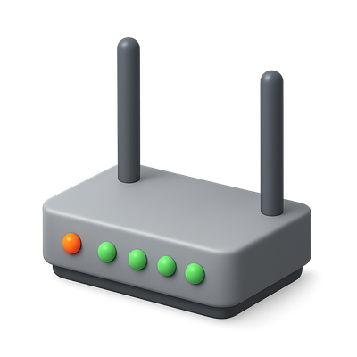 Stylized 3D Wifi Router Icon with Antennas