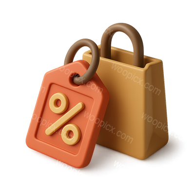 Colorful 3D Sale Icon with Shopping Bag and Discount Tag