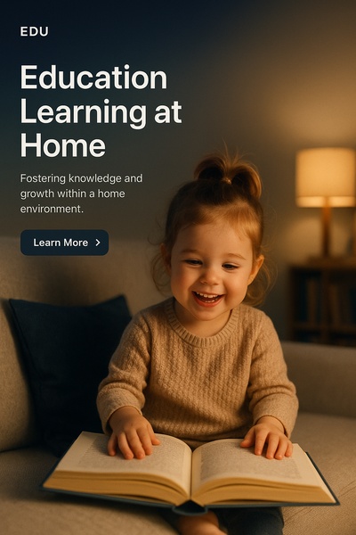 Cute Baby Girl Reading Book in Cozy Living Room