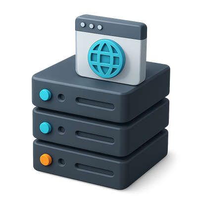Stylish 3D Web Server Icon with Globe Design