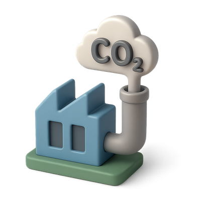 3D Carbon Capture Icon with Isometric Design