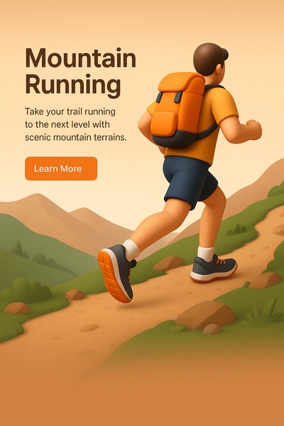 Mountain Running: Explore Scenic Trails with 3D Illustration