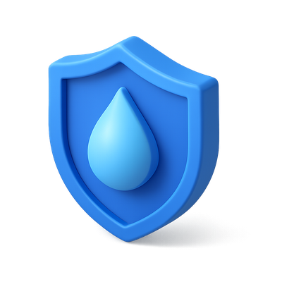 3D Icon of a Water Drop Inside a Shield Design