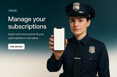 Police Officer Holding Phone for Subscription Management