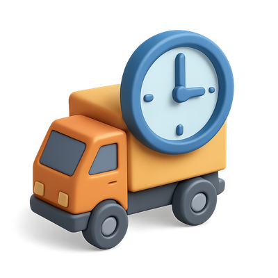 3D Delivery Truck Icon with Clock Design