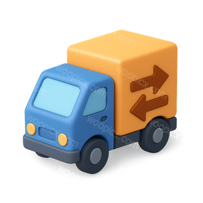 3D Delivery Truck Icon with Arrows in Isometric View