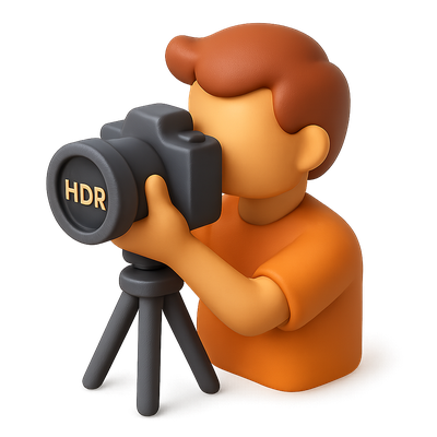 3D HDR Photography Icon with Volumetric Design