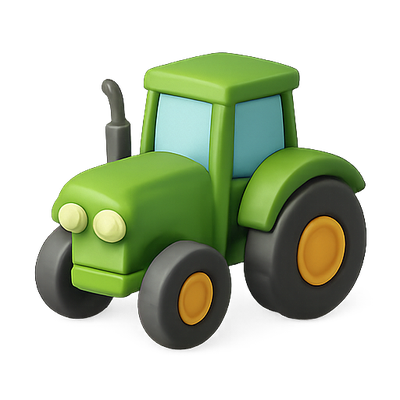 Colorful Cartoon Tractor Toy in 3D Style