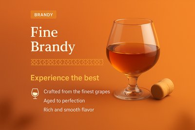 Elegant Brandy Landing Page Design with 3D Illustration