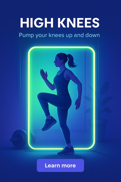High Knees: A Dynamic Neon Workout Illustration
