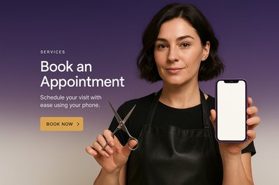 Stylish Hairdresser with Phone and Scissors