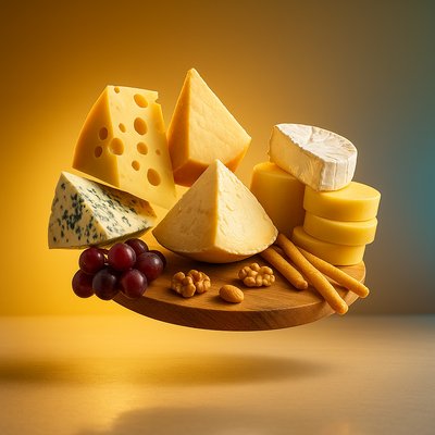 Realistic Cheese Platter with Dynamic Composition
