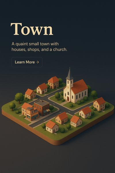 3D View of a Quaint Small Town Scene