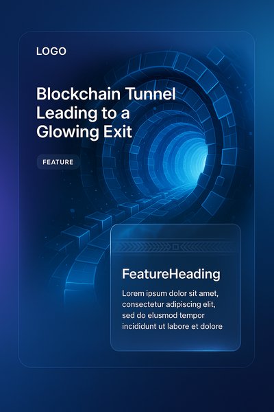 Blockchain Tunnel Illustration with Glowing Exit
