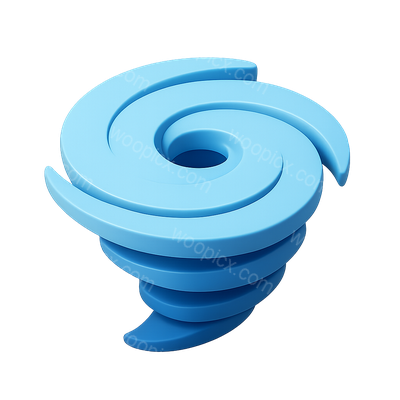 Stylized 3D Hurricane Icon with Isometric View