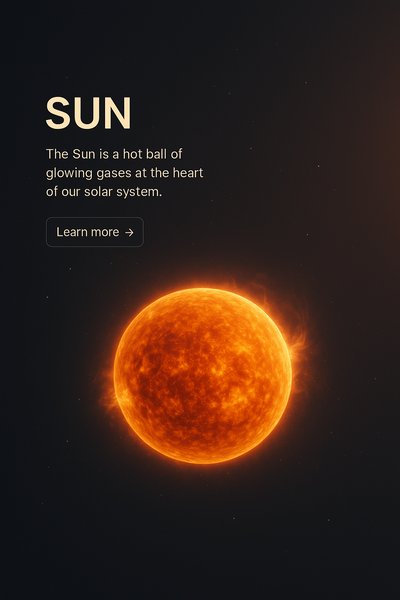 Realistic 3D Illustration of the Sun with Informative Text