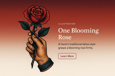 Stylish Illustration of a Hand Holding a Blooming Rose