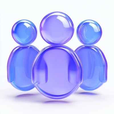 Stylized Three-Dimensional User Icons in Gradient Colors