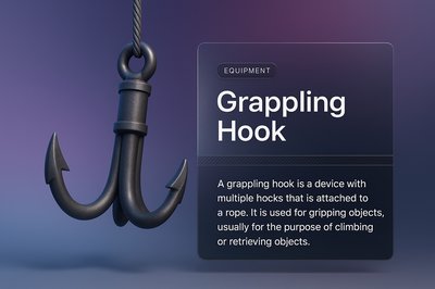 3D Grappling Hook Illustration with Design Elements