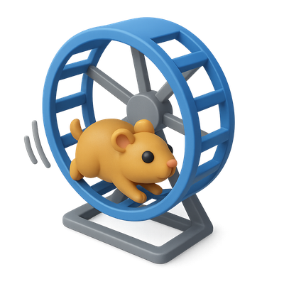 3D Icon of a Hamster Wheel in Motion