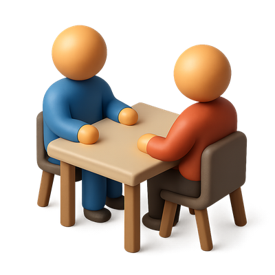 3D Icon of Two People Sitting at a Table