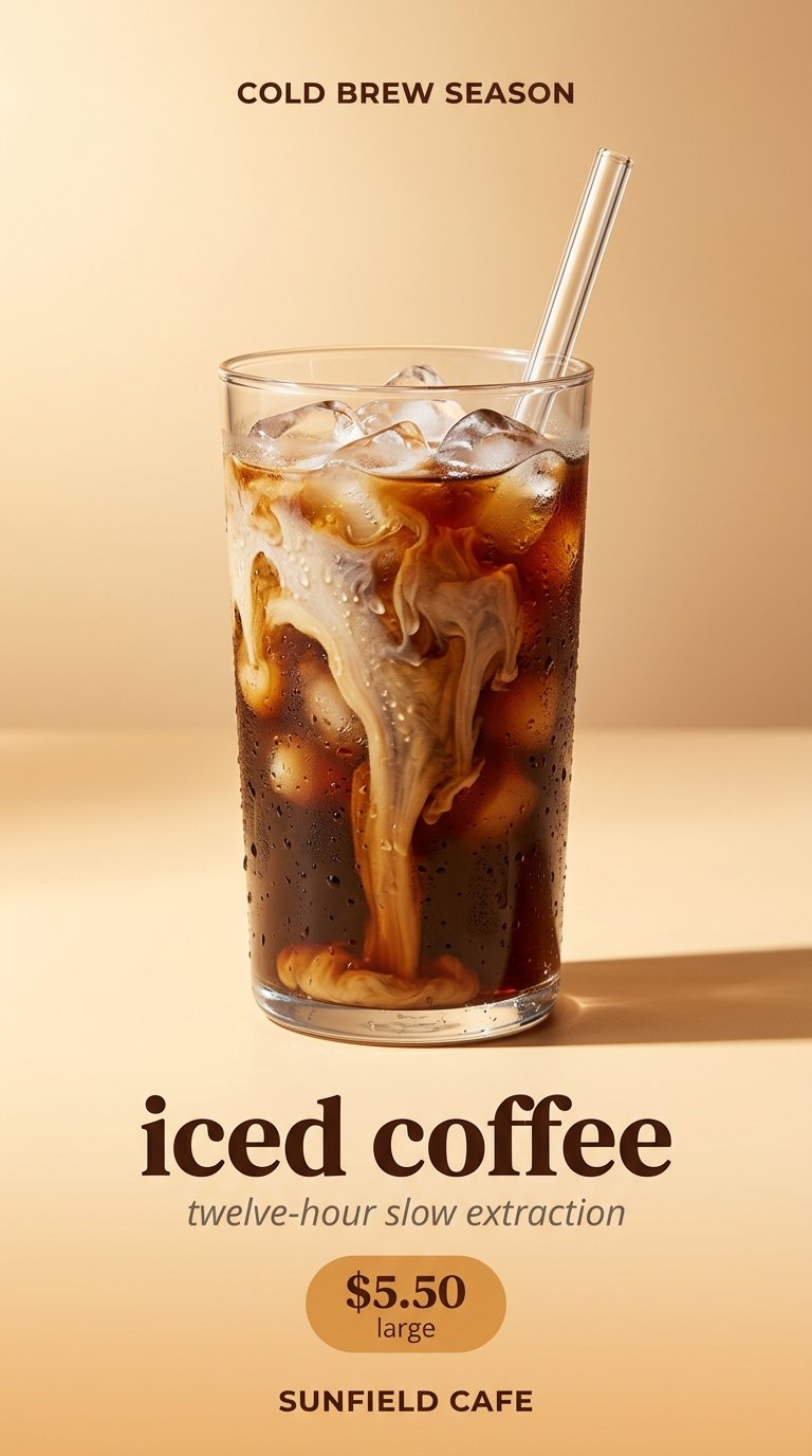 Refreshing iced coffee in glass