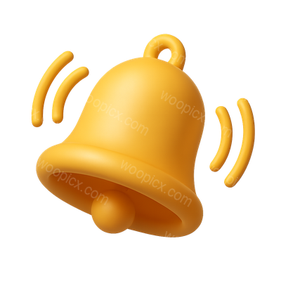 Vibrant 3D Bell Icon with Ringing Effect