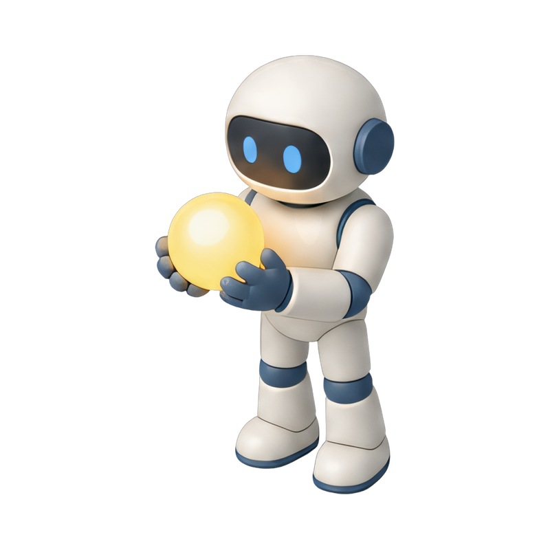 humanoid robot with glowing orb