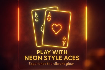 Neon Card Design Featuring Vibrant Aces