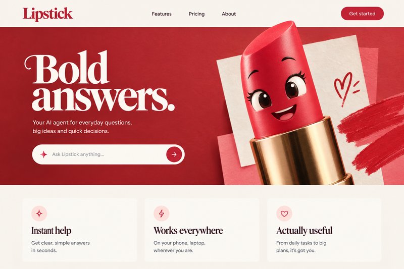 AI agent landing page design