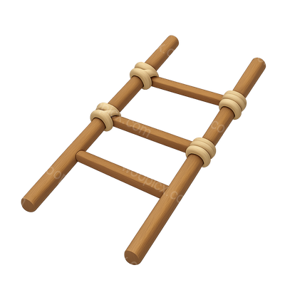 3D Wooden Ladder Icon with Rope Details