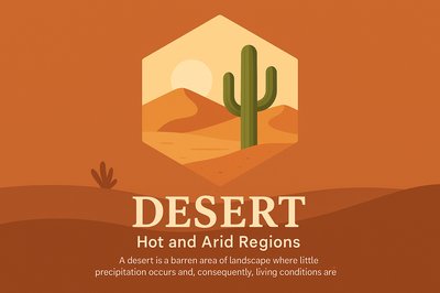 Desert Landscape with Geometric Elements and Text