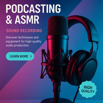 Podcasting and ASMR Gear in Neon Lighting
