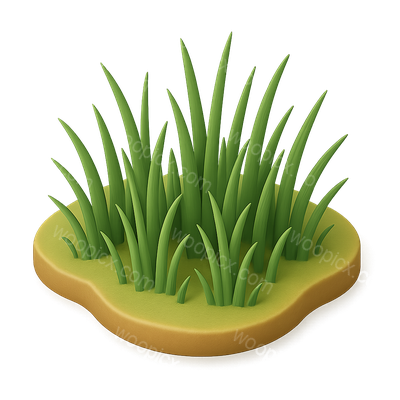 3D Prairie Icon with Tall Grass and Isometric View
