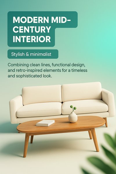 Stylish Modern Mid-Century Living Room Interior Design