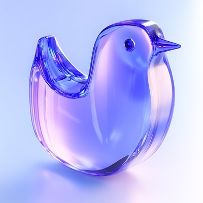 Stylized Glass Bird Sculpture with Gradient Colors