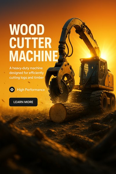 Heavy-Duty Wood Cutter Machine in Action at Sunset