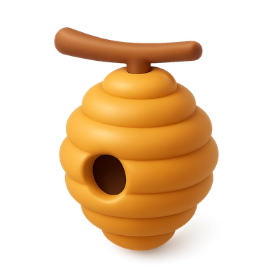 Stylized 3D Honey Bee Hive Icon in Isometric View