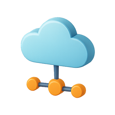 3D Cloud Icon with Network Nodes