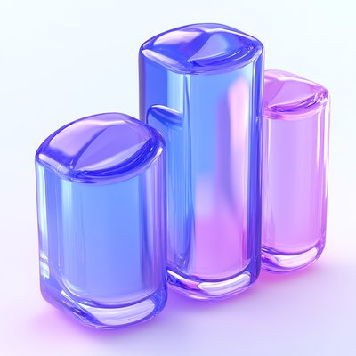 Stylized Glass Bottles in Gradient Colors