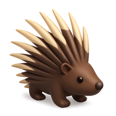 3D Porcupine Icon with Sharp Quills in Isometric View