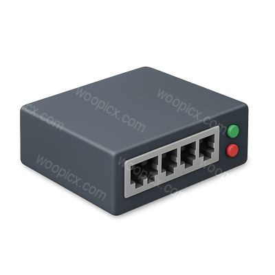 3D Network Switch Icon in Isometric View