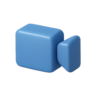 Stylized 3D Blue Camera Icon Representation