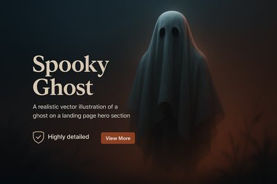 Realistic Vector Illustration of a Spooky Ghost for Web Design